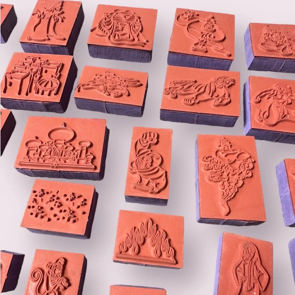 Large Set Of 34 Disney Aladdin Rubber Stamps Jasmine Jafar The Genie Rajah